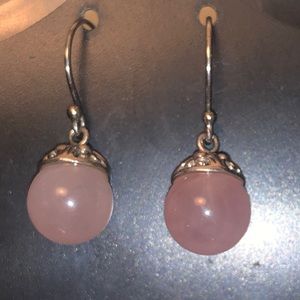 .925 Sterling Silver Earrings with Blush Pink Spheres